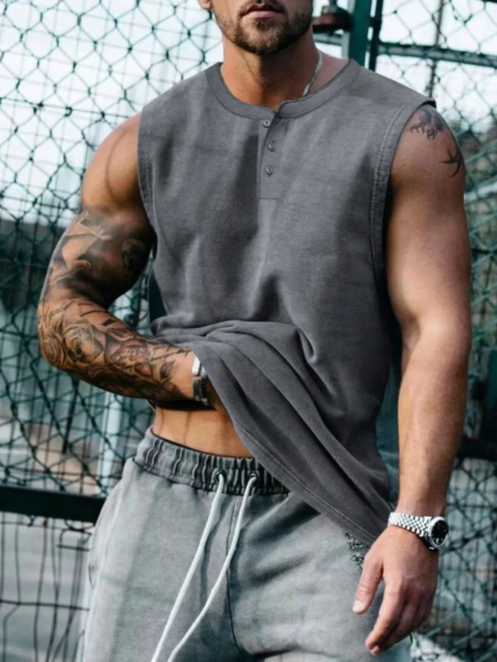 Men's Plus Size Round Neck Tank, image 4