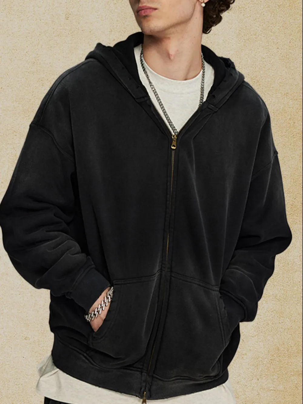 Men's Oversized Casual Zip-Up Hoodie