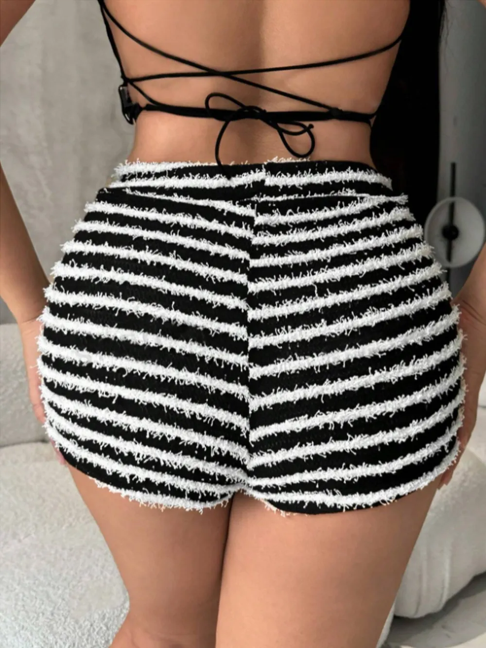Striped High Waist Shorts, image 2