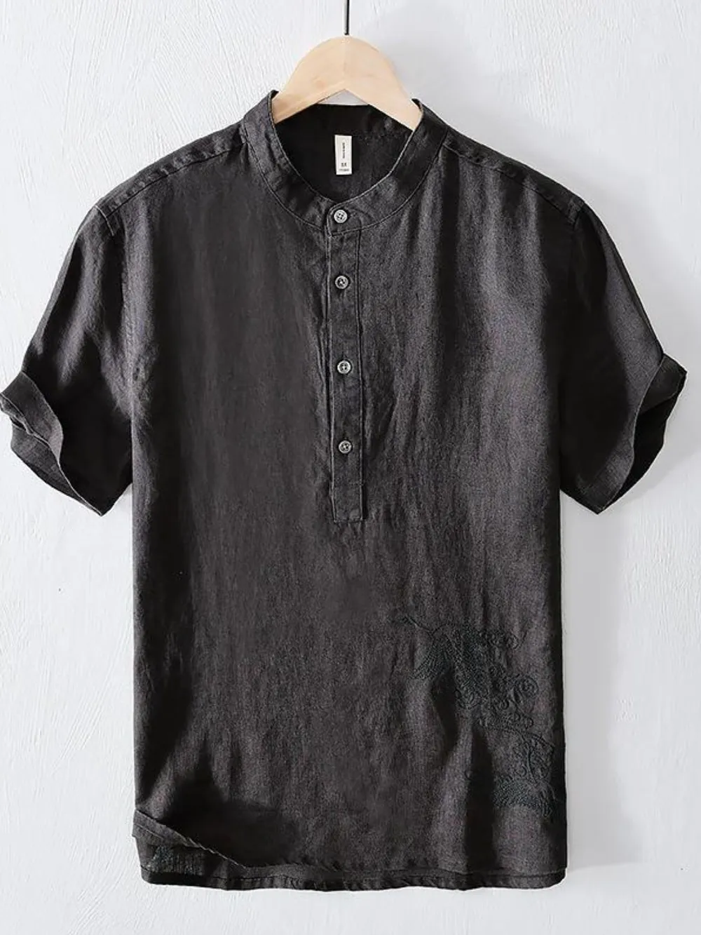 Men's Plus Size Button Detail Short Sleeve Top, image 3