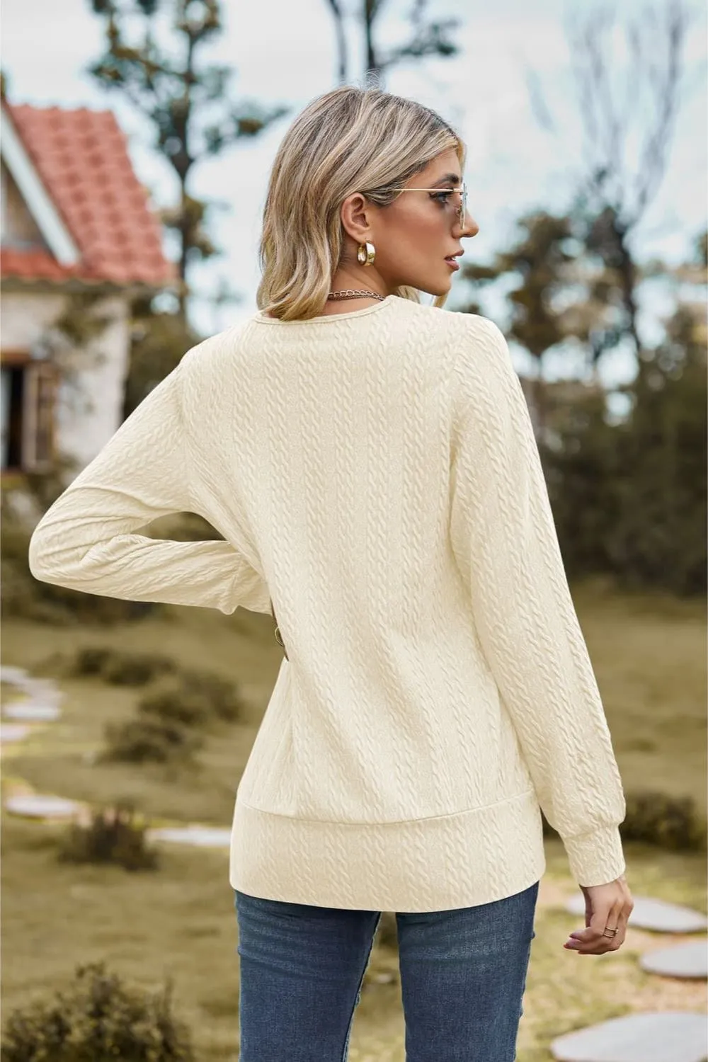 Square Neck Long Sleeve Blouse, image 4