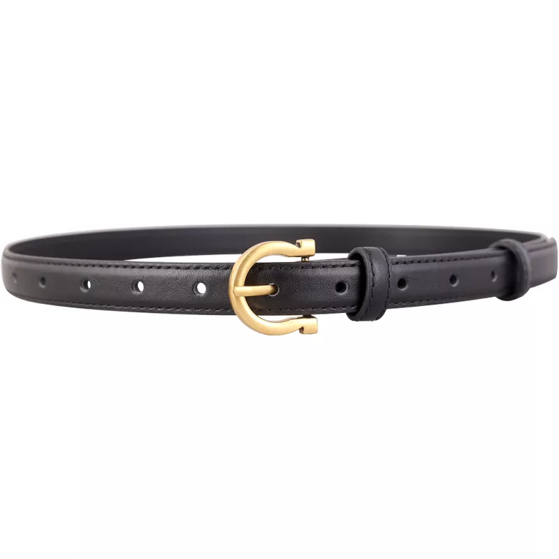 Leather Belt with Golden Buckle, image 4