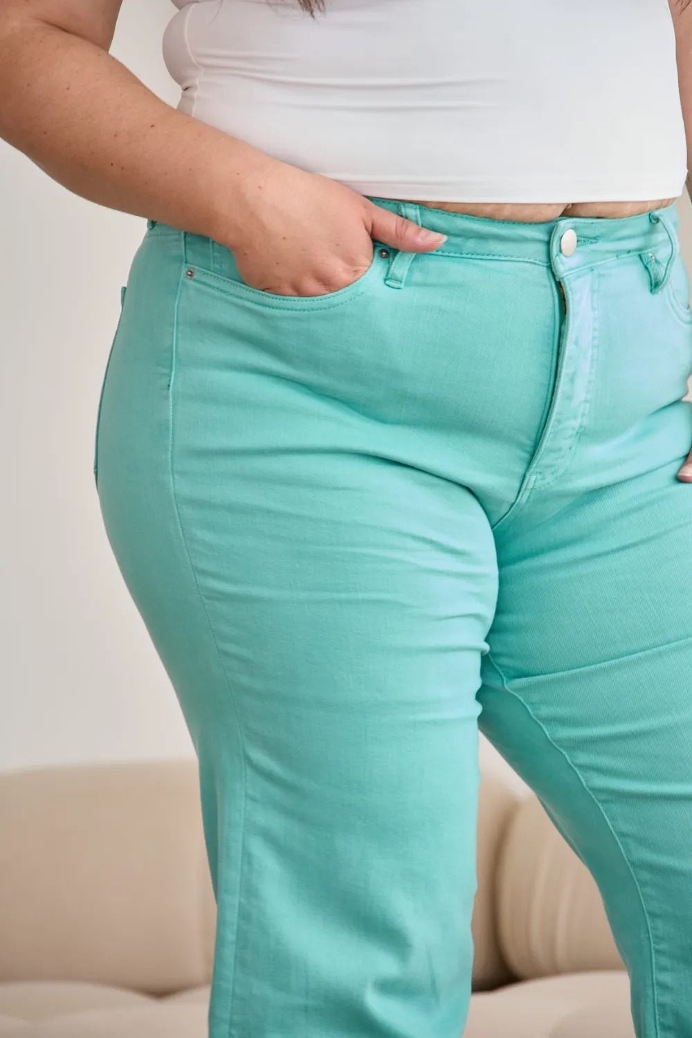 Crop Chloe Full Size Tummy Control High Waist Raw Hem Jeans, image 22