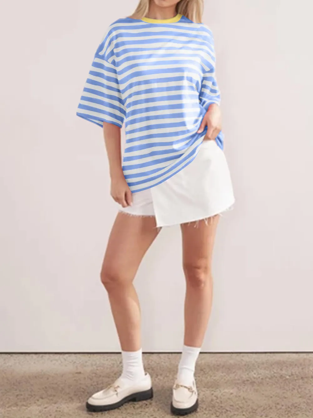 Striped Round Neck Half Sleeve T-Shirt, image 27