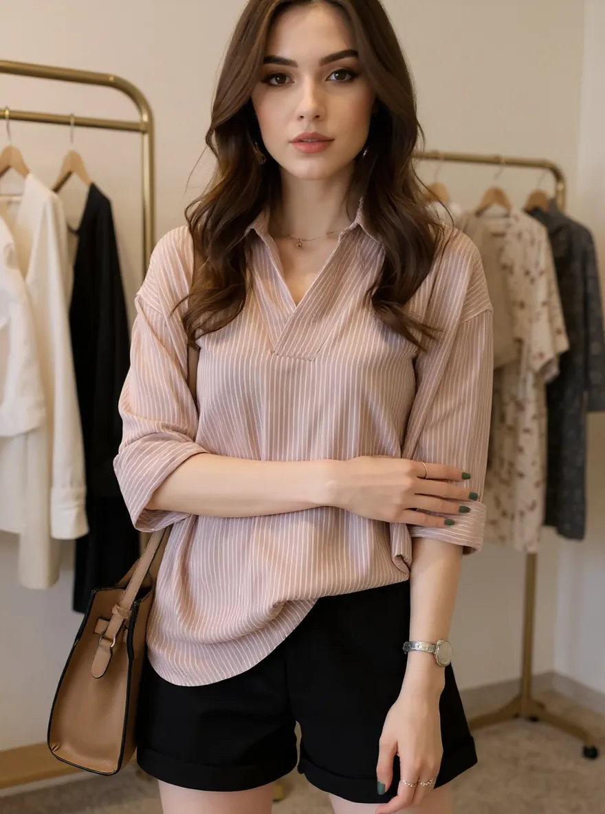 Striped Collared Neck Shirt, image 6