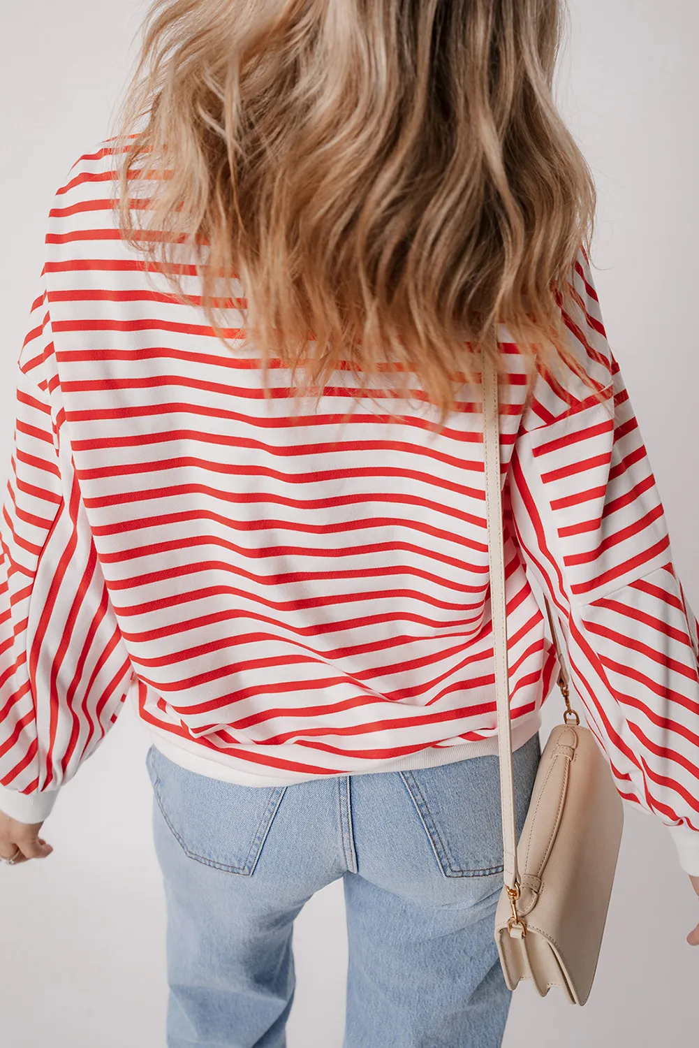 Striped Dropped Shoulder Long Sleeve Sweatshirt, image 9