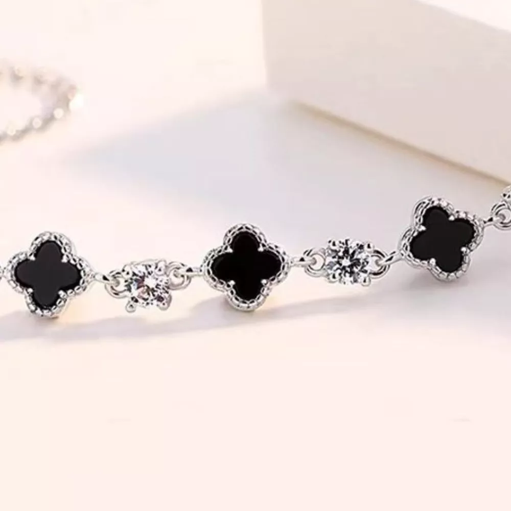 925 Sterling Silver Clover Charm Bracelet, image 3