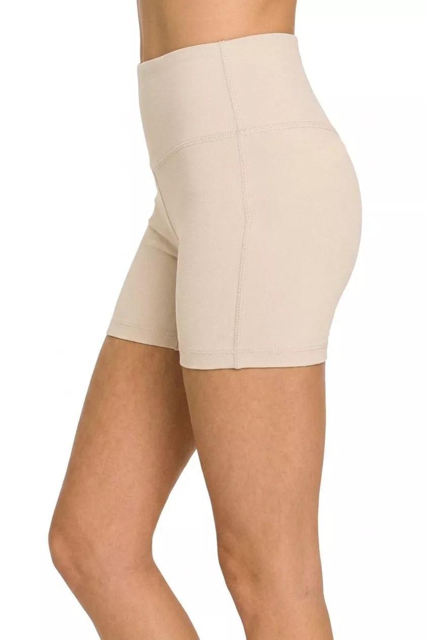 Brushed Microfiber Wide Waistband Biker Shorts, image 2