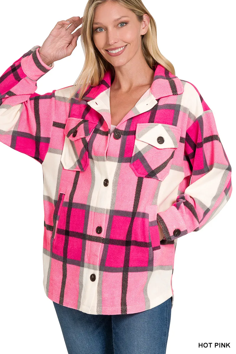 Oversized Plaid Fleece Shacket