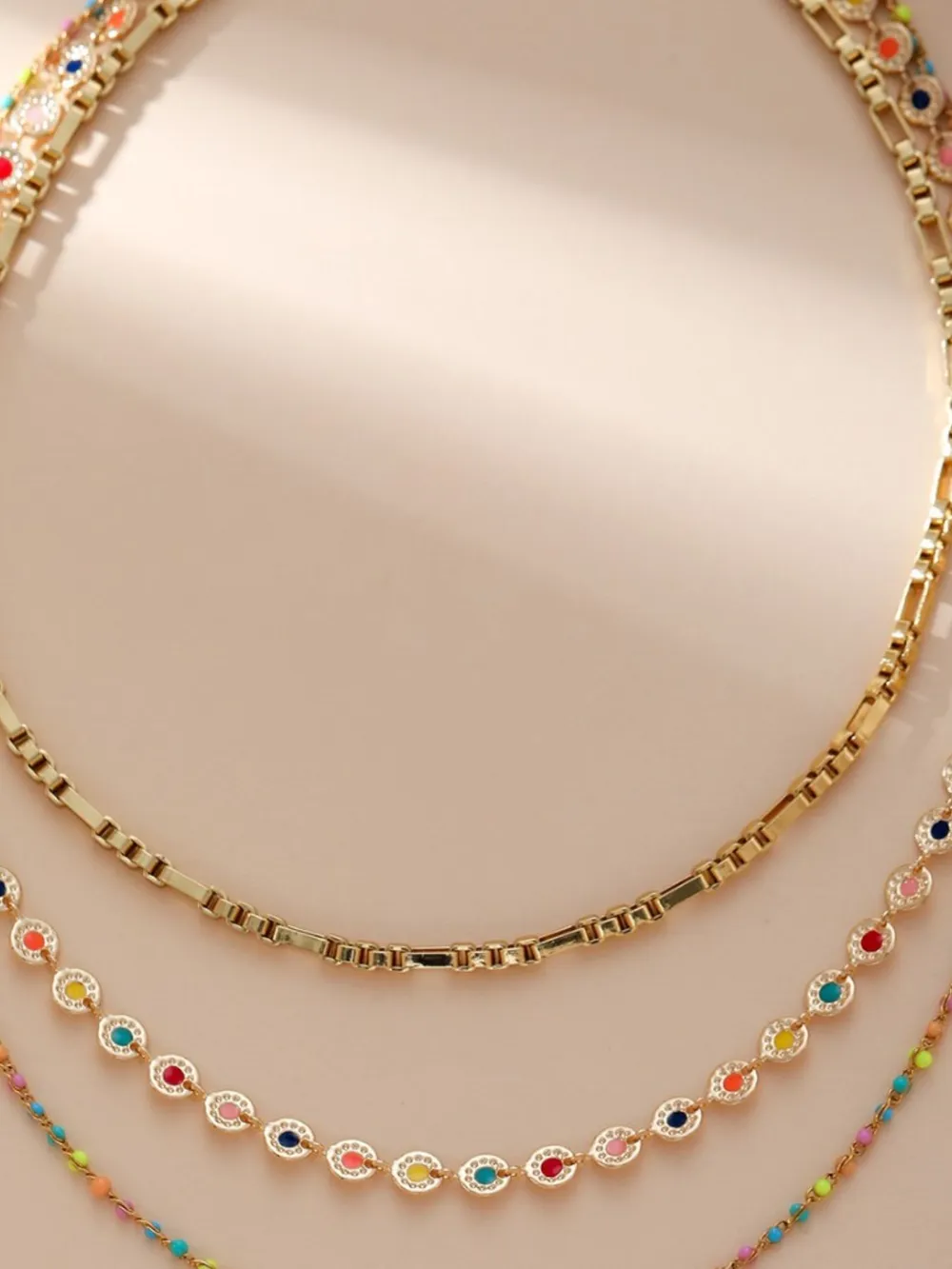 18K Gold-Plated Layered Resin Bead Necklace, image 5