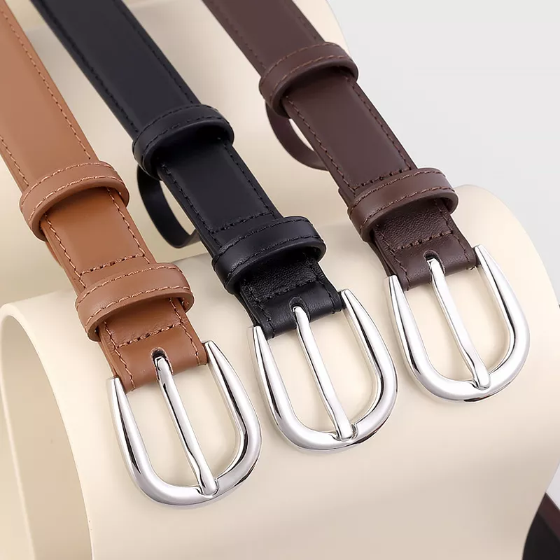Buckle Skinny Leather Belt, image 3