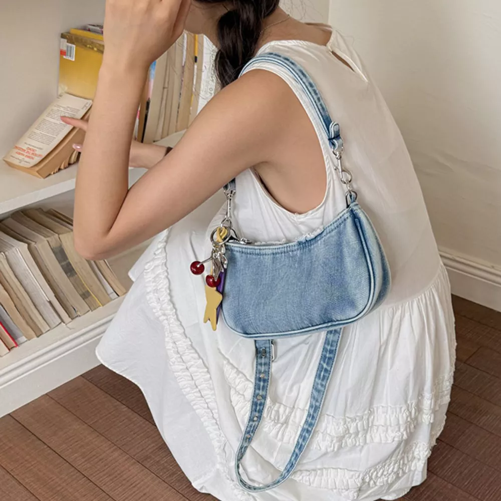 Star Charm Denim Shoulder Bag, image 15