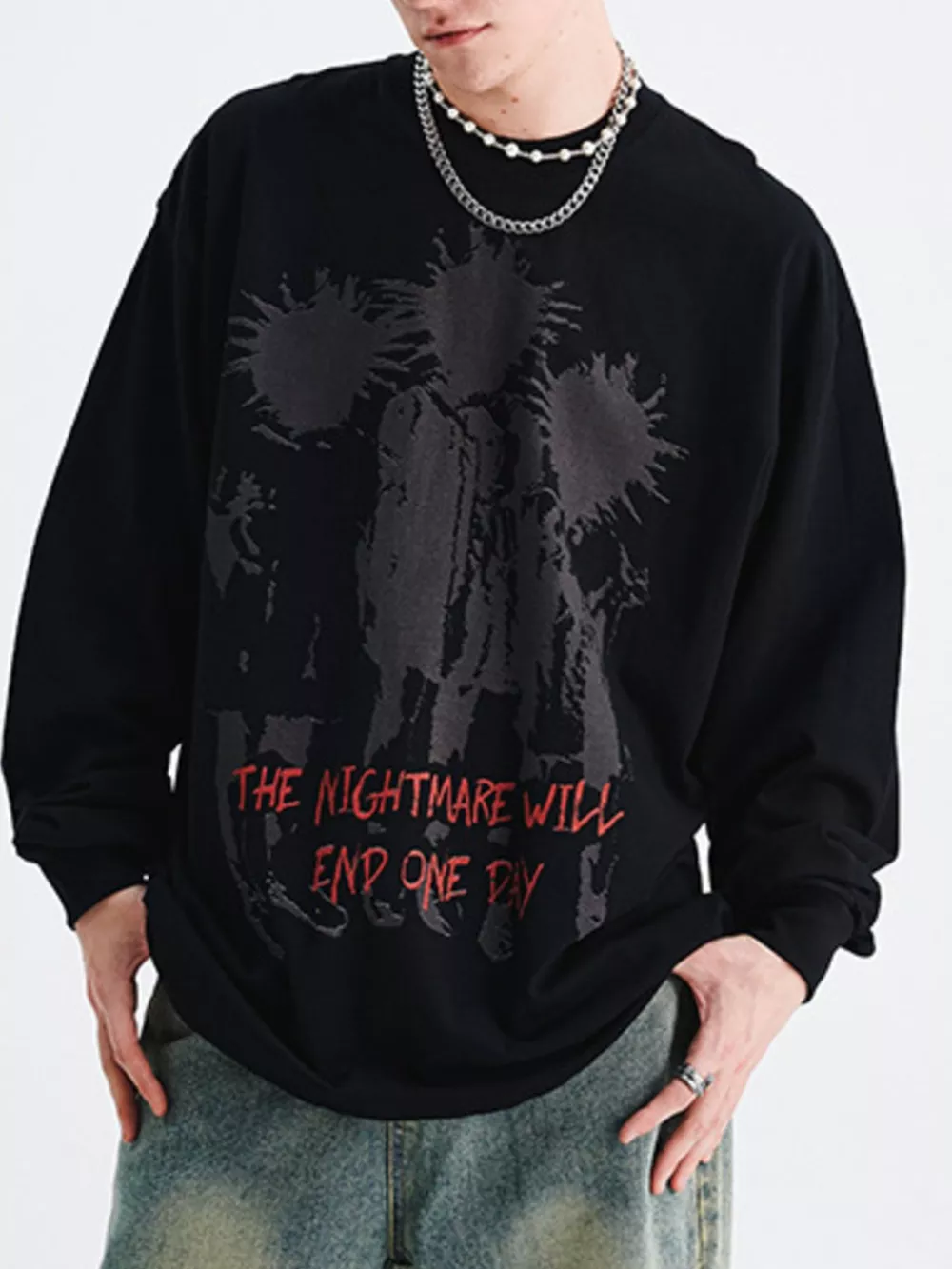 Men's Plus Size Graphic Long Sleeve T-Shirt