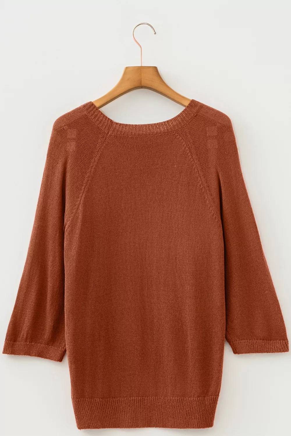 Ribbed Knit Round Neck Short Sleeve Sweater, image 6