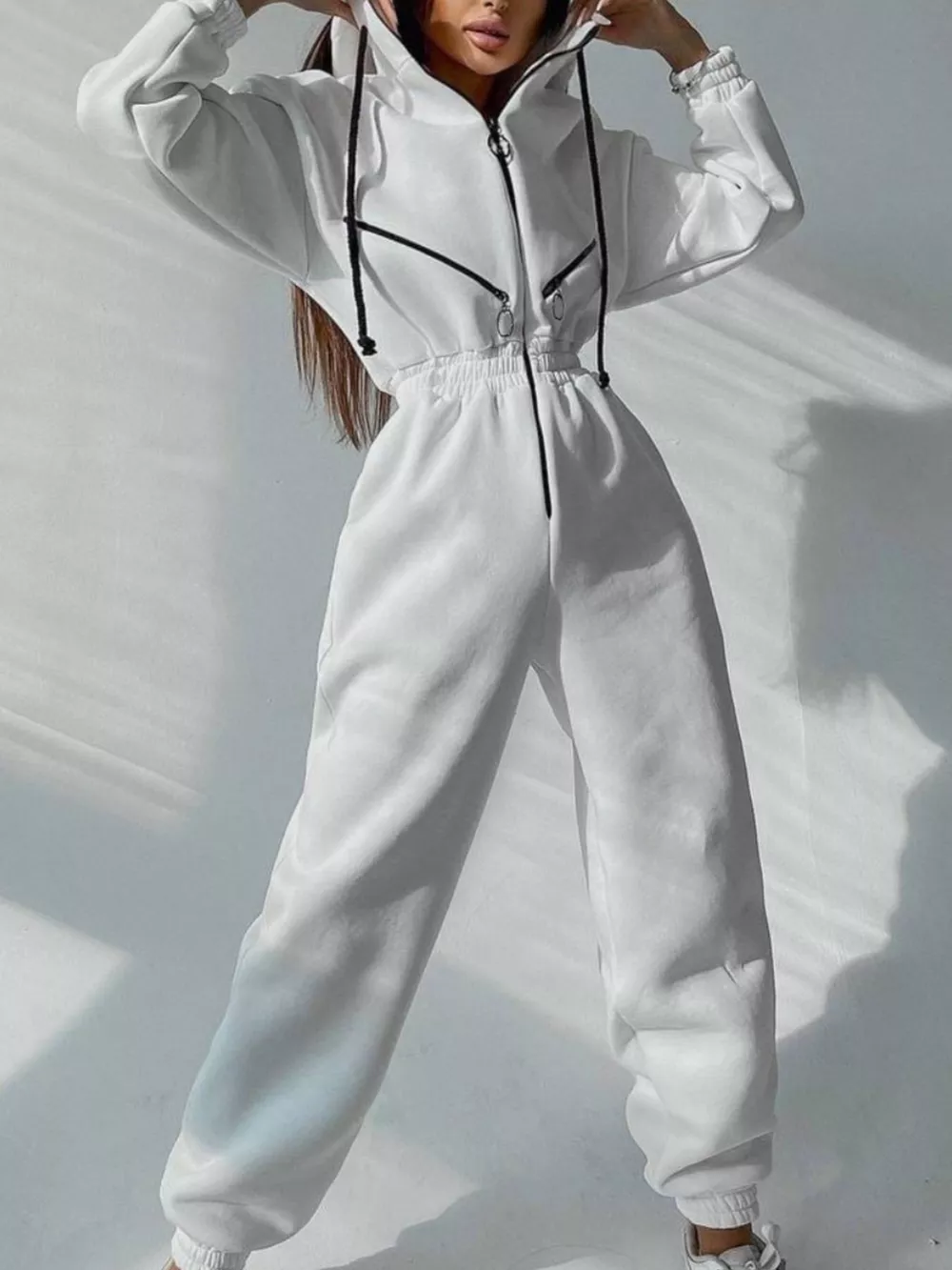 Zip Front Dropped Shoulder Jumpsuit, image 18