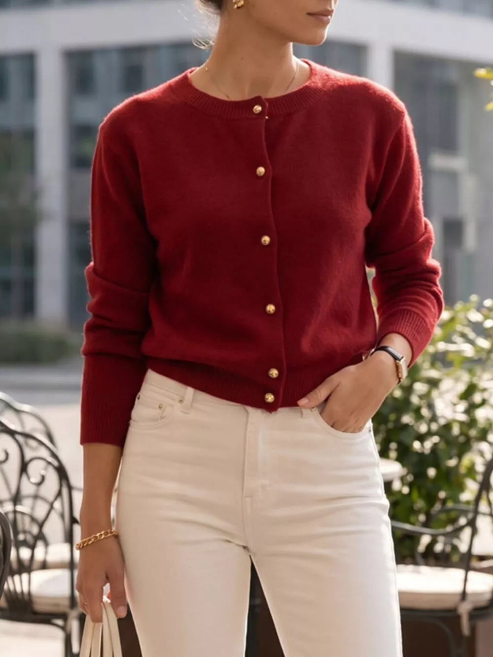 Classic Button-Down Knit Cardigan, image 20