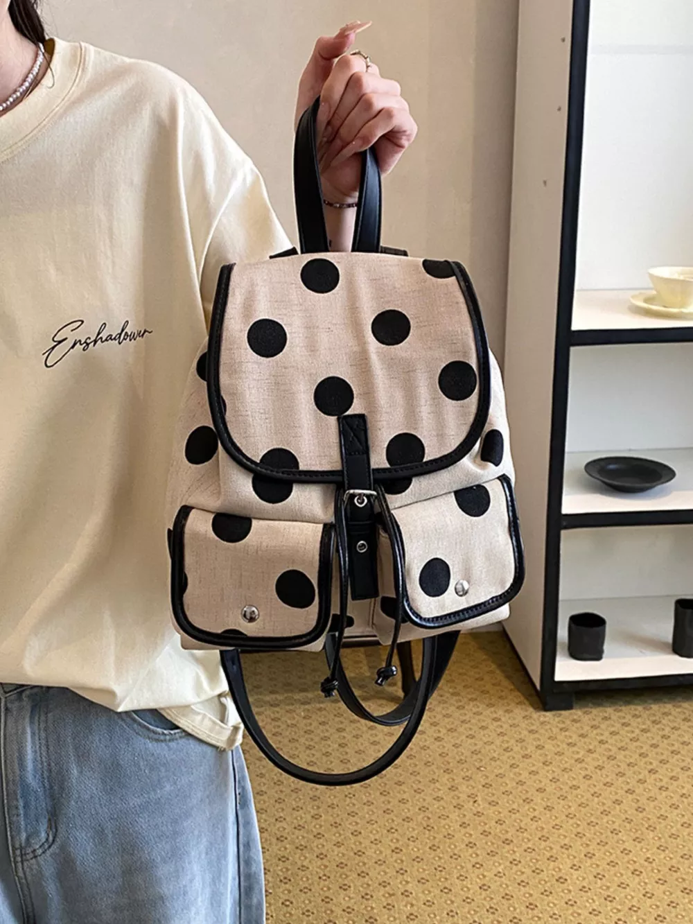 Polka Dot Backpack Bag, image 8