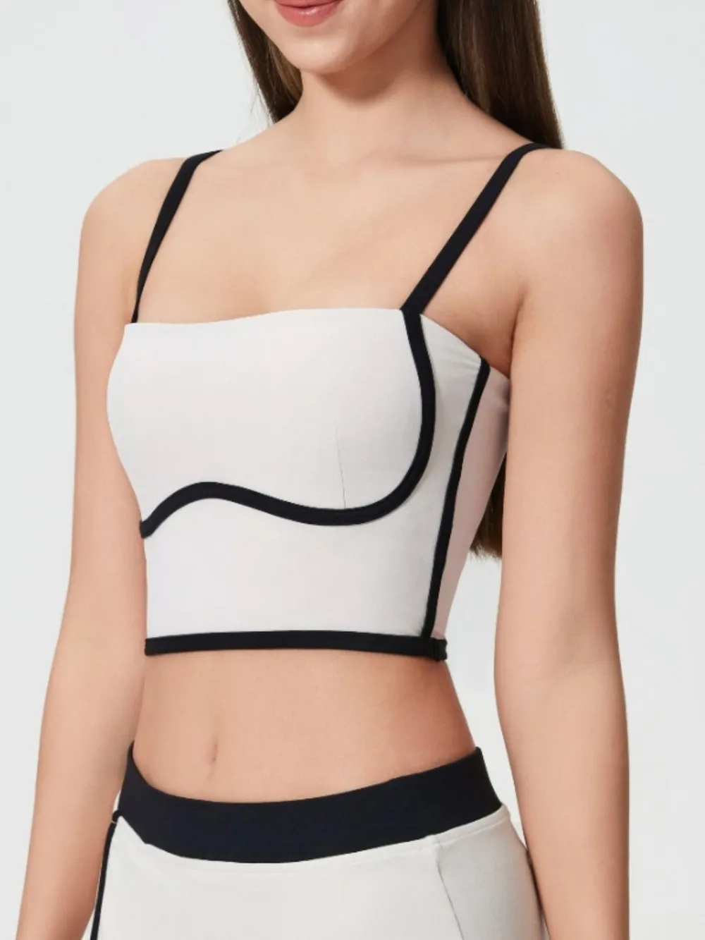 Contrast Trim Square Neck Active Cami with Detachable Chest Pads, image 12