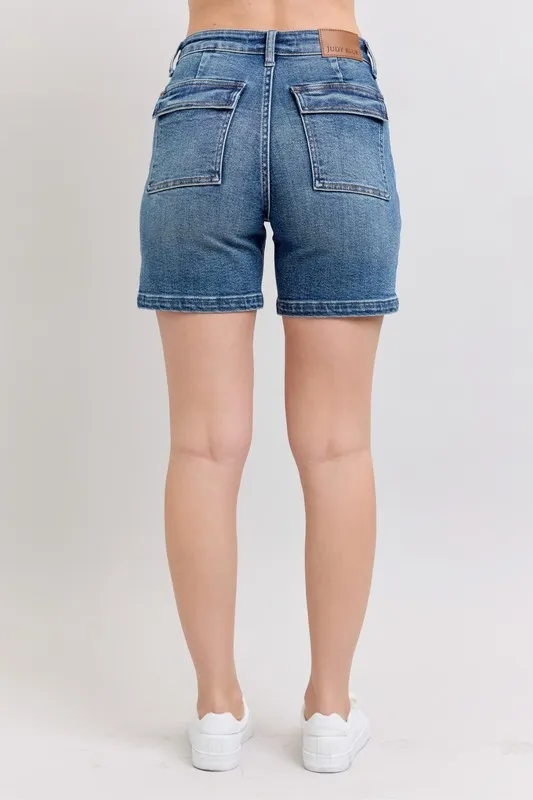 Full Size High Rise Denim Shorts Plus Size, image 6