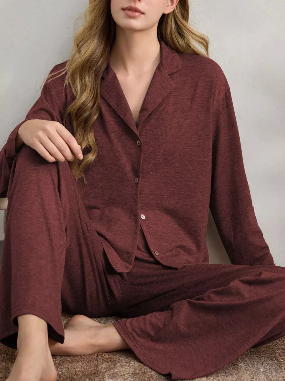Button-Down Top and Wide-Leg Pants Lounge Set, image 15