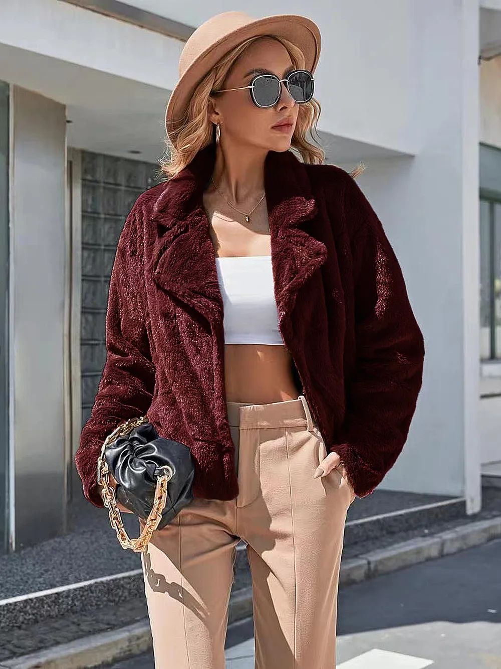 Plush Open Front Dropped Shoulder Jacket, image 6