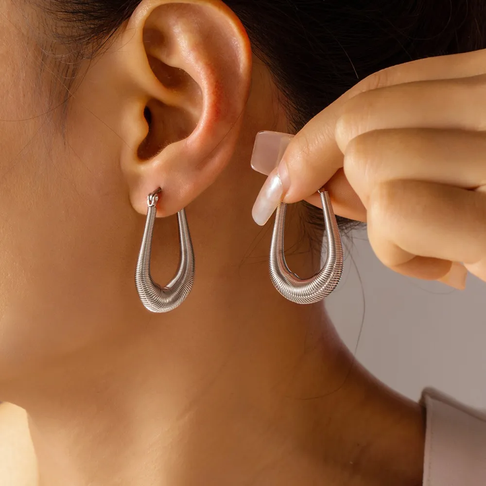 Titanium Steel U Shape Earrings, image 5