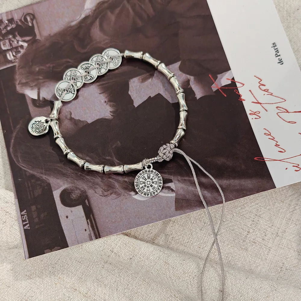 Silver Chain Adjustable Heart Charm Bracelet, image 3