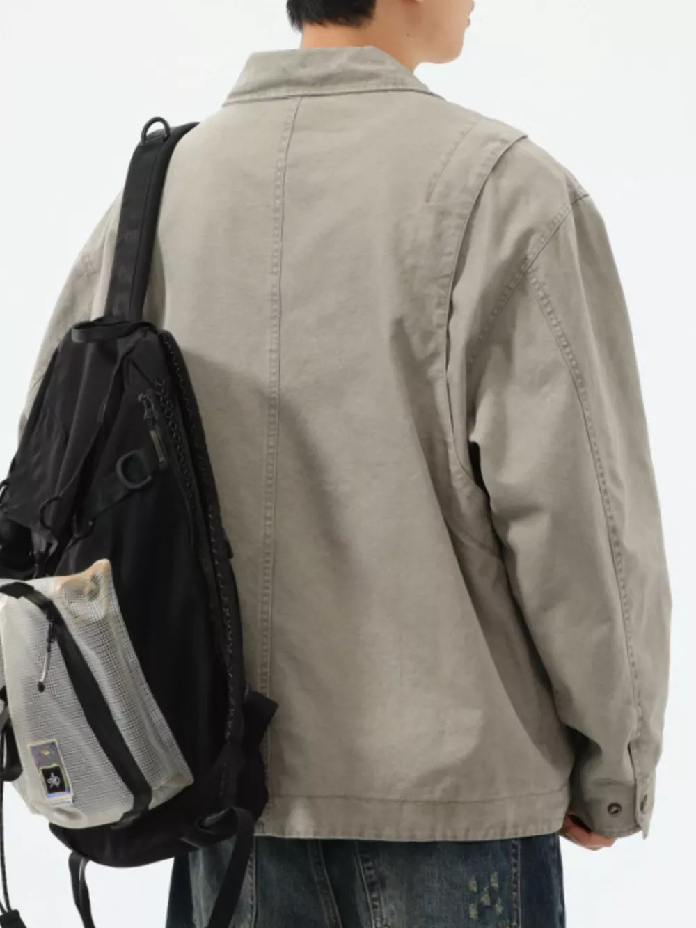 Men's Plus Size Zip-Up Trucker Jacket, image 5