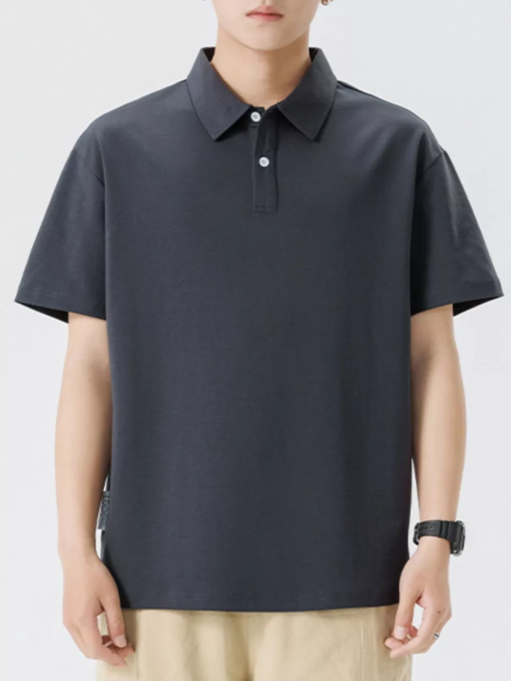 Men's Plus Size Button Detail Short Sleeve Polo, image 7