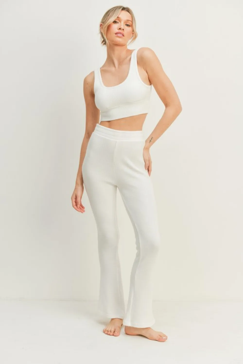 Waffle Tank and High Waist Flare Pants Set, image 4