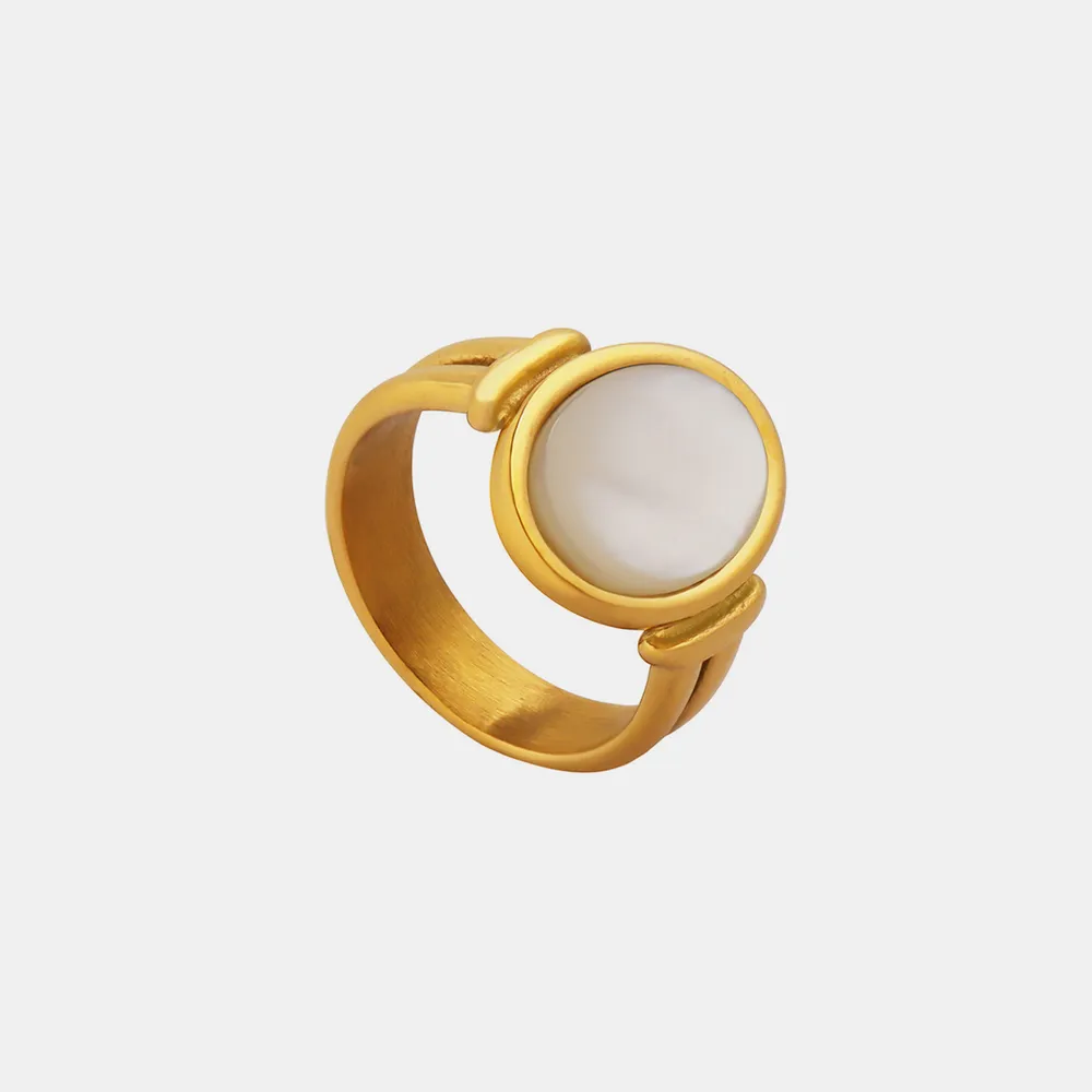 Titanium Steel White Sea Shell Ring, image 2