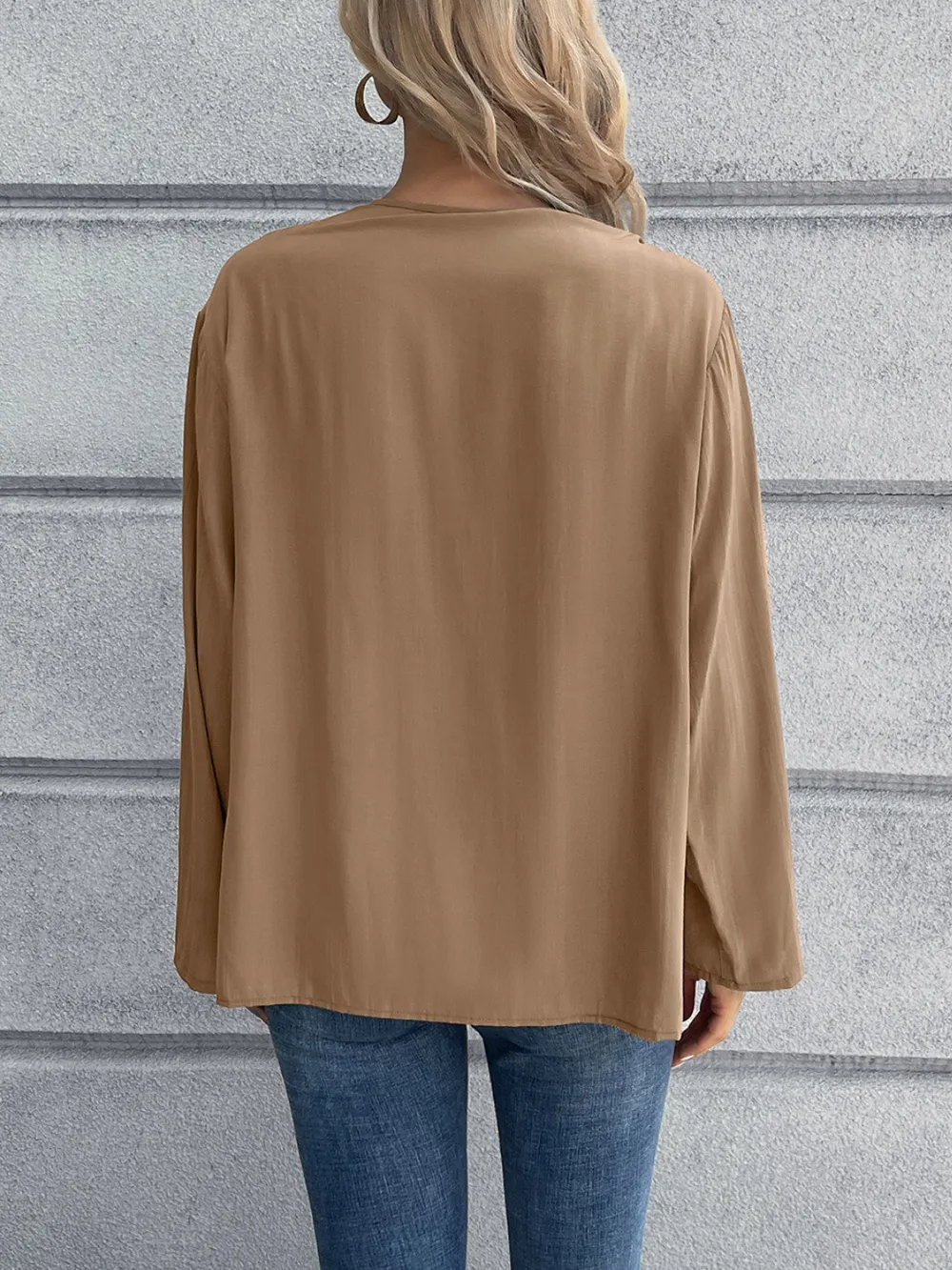 Half Button Long Sleeve Blouse, image 8
