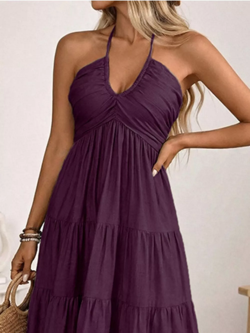 Halter Neck Tiered Midi Dress, image 4