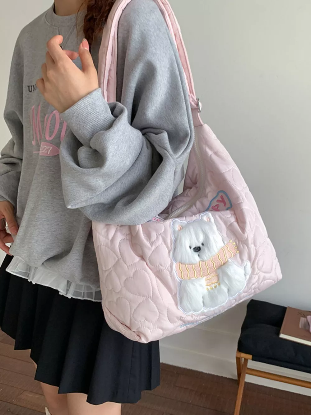 Cute Bear Applique Crossbody Bag, image 3