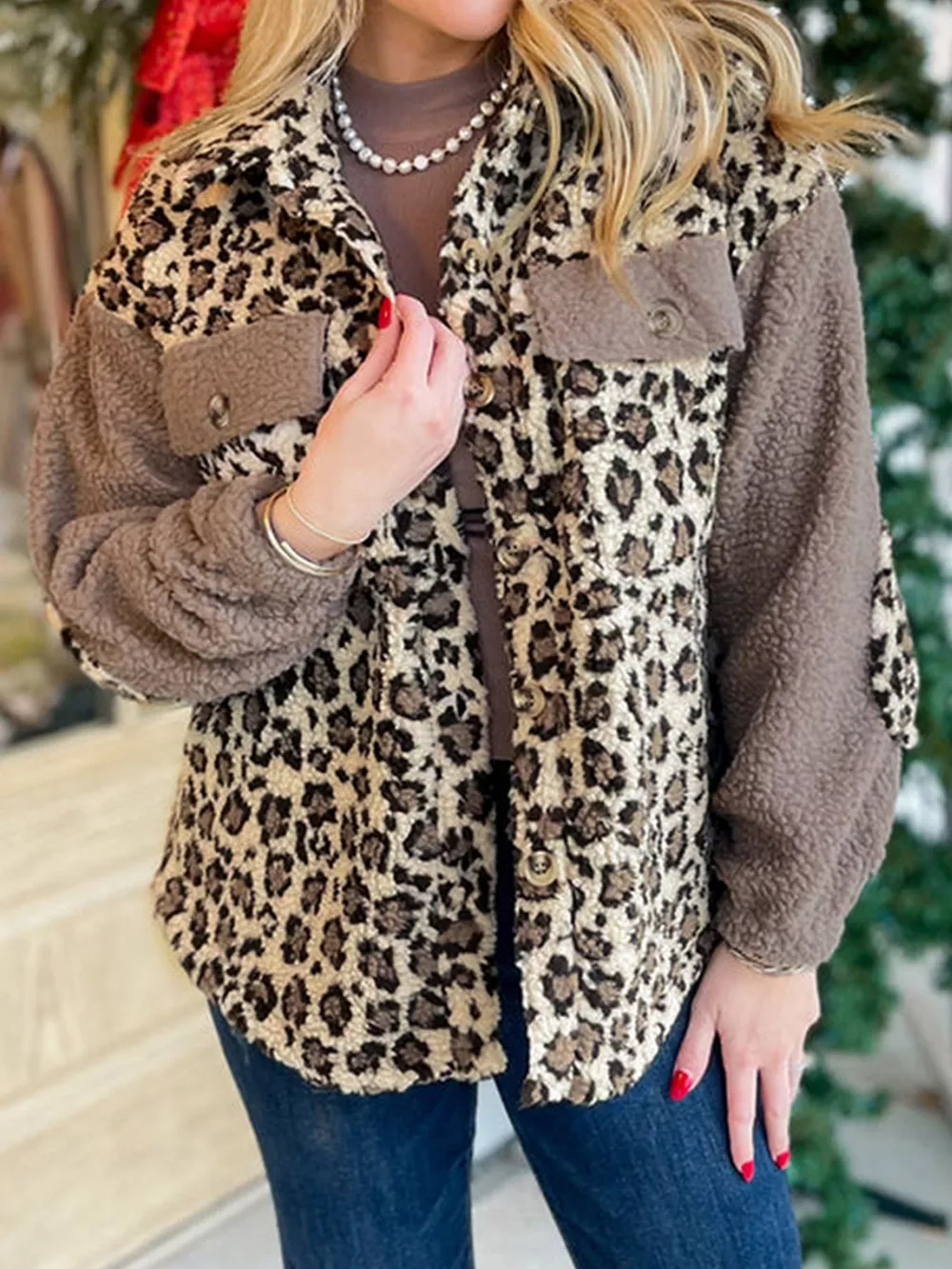 Leopard Print Teddy Fleece Jacket, image 2