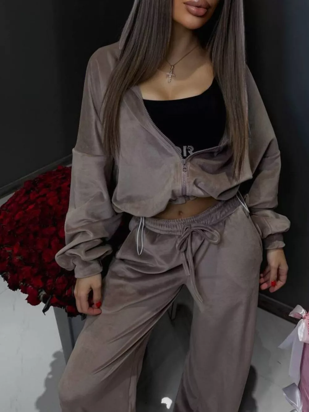 Zip Up Cropped Outerwear and Pants Set, image 27