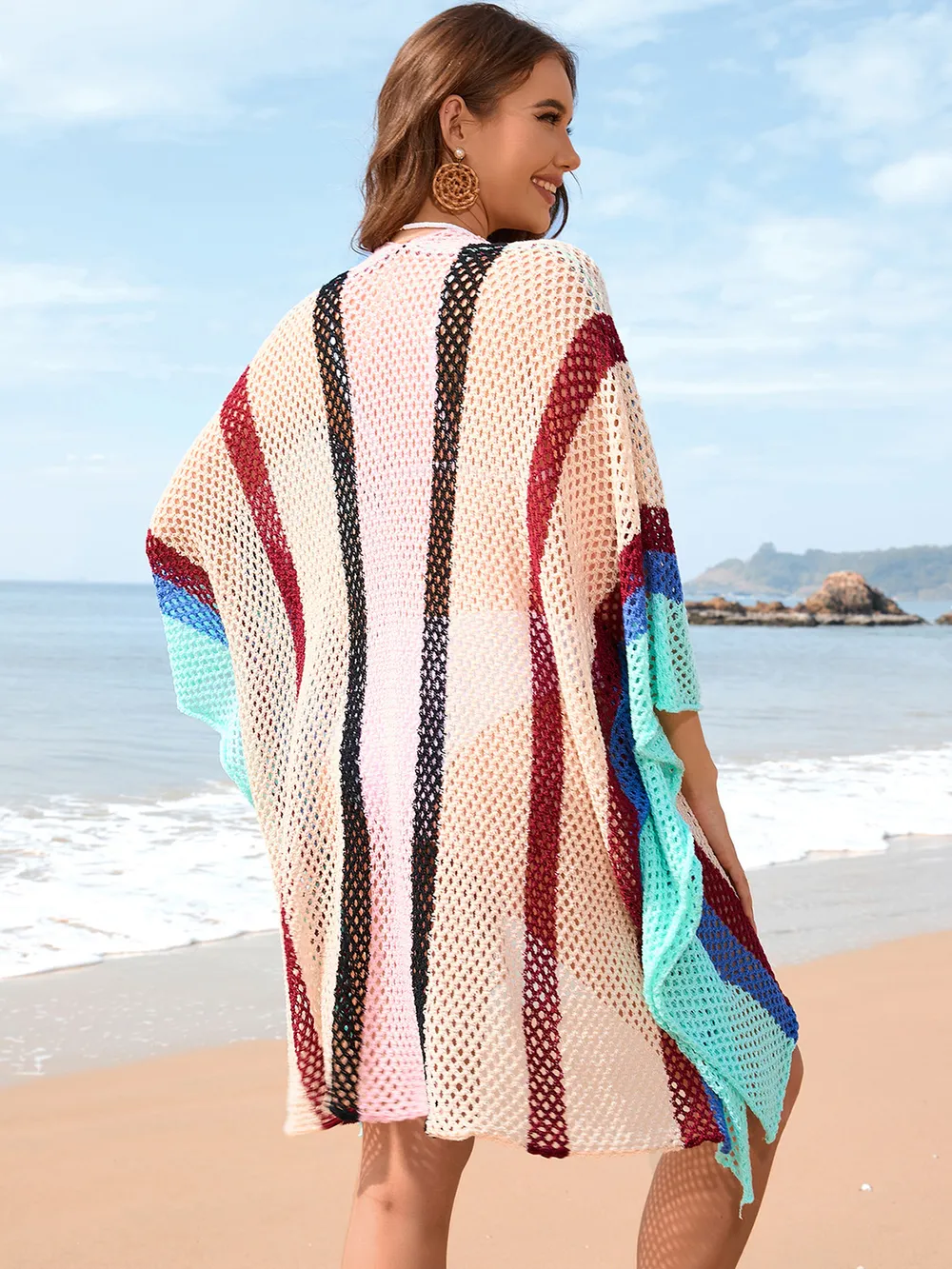 Openwork Color Block Plunge Cover-Up, image 9