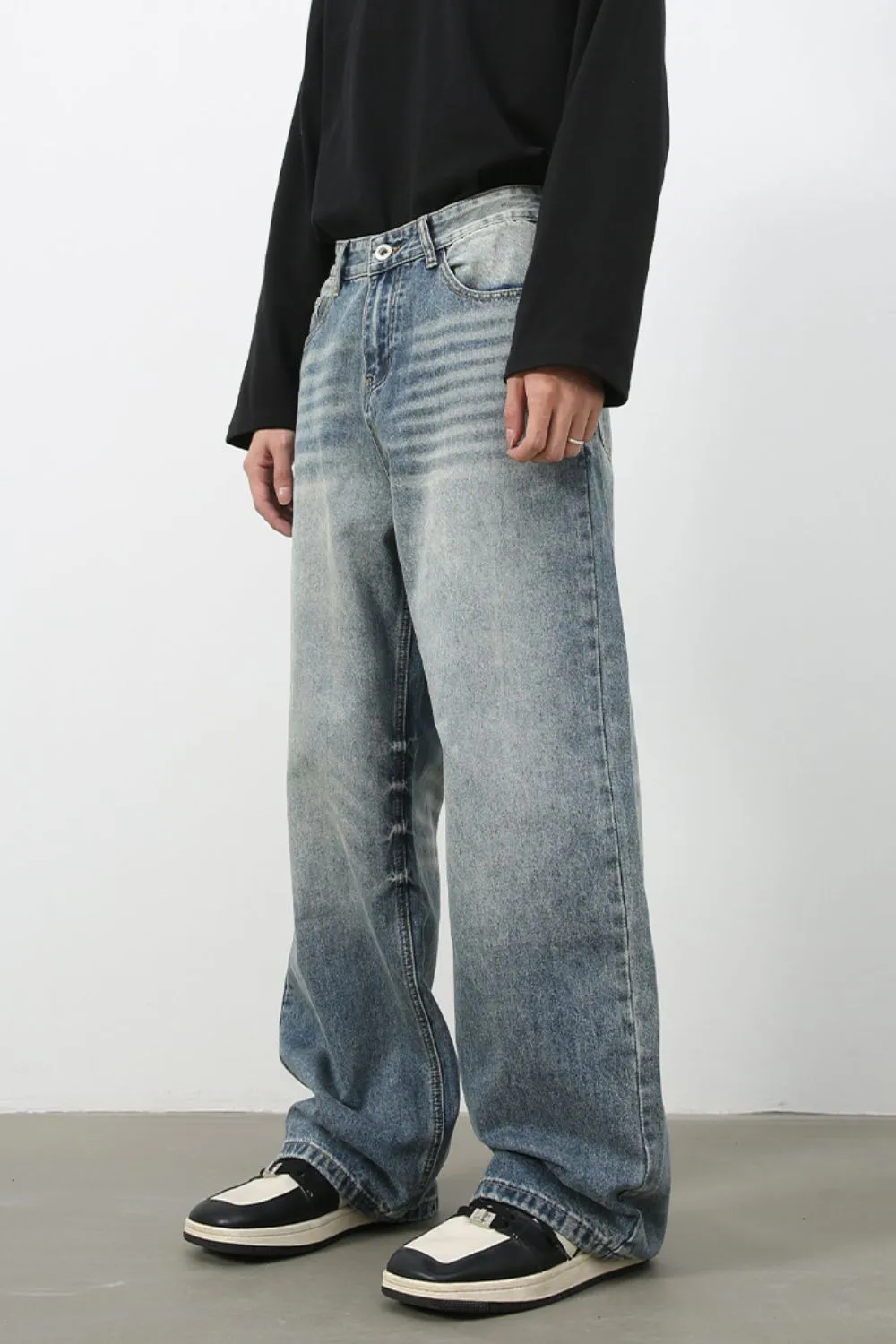Men's Wide Leg Jeans with Pockets, image 4