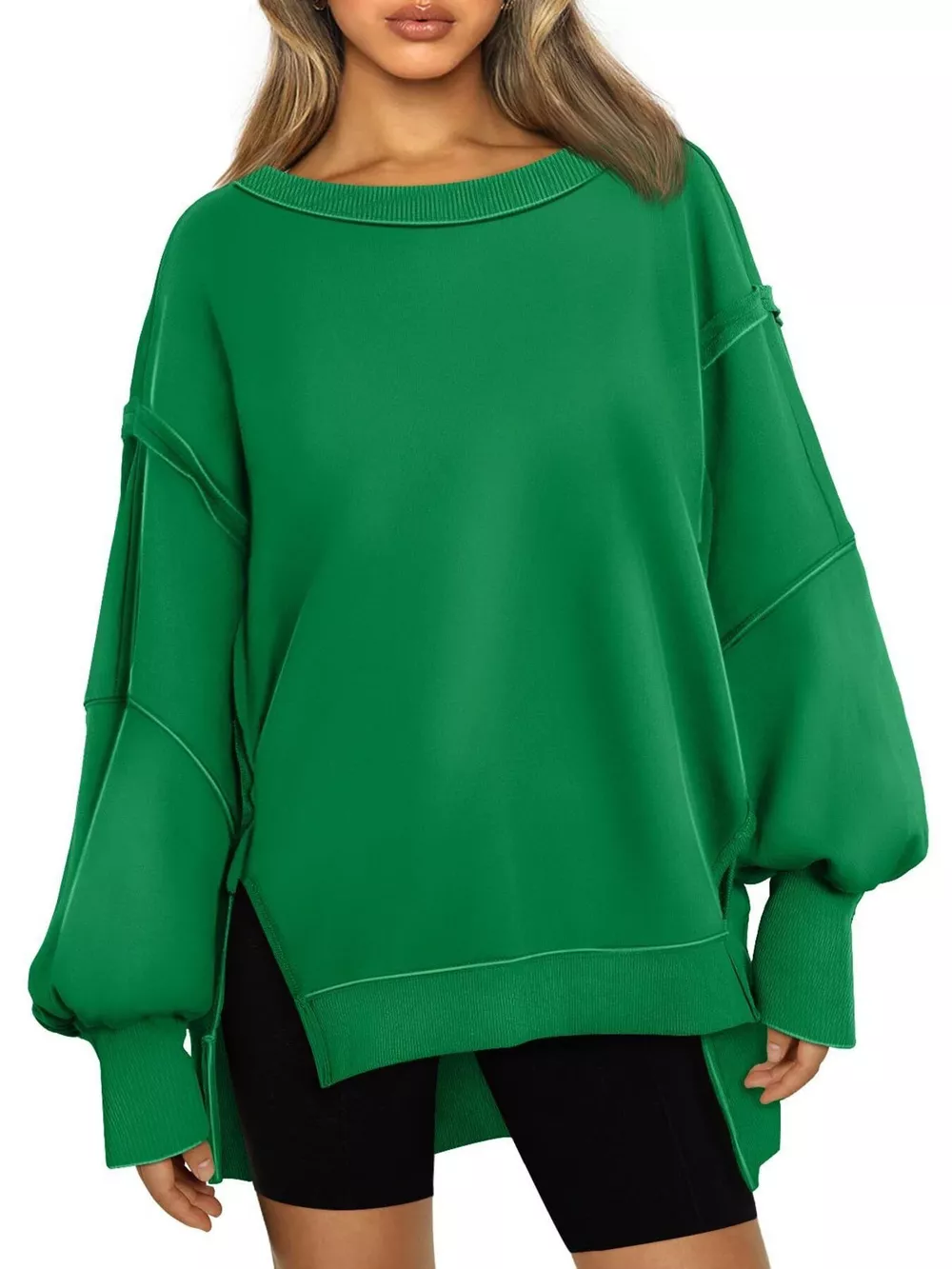 Side Slit Long Sleeve Oversized Sweatshirt, image 17