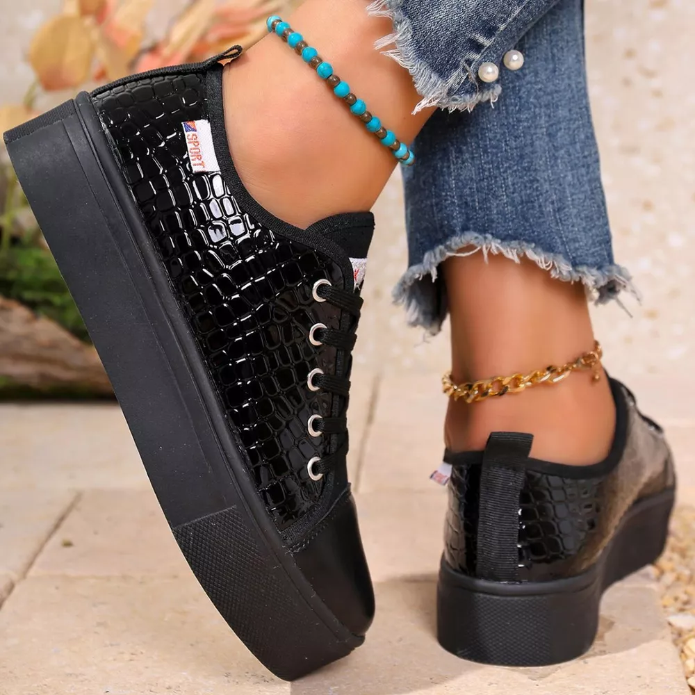 Round Toe Platform Sneakers, image 4