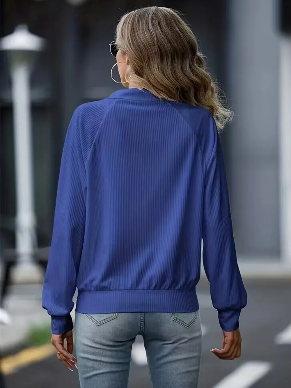 Zip Up Collared Neck Raglan Sleeve Jacket, image 13