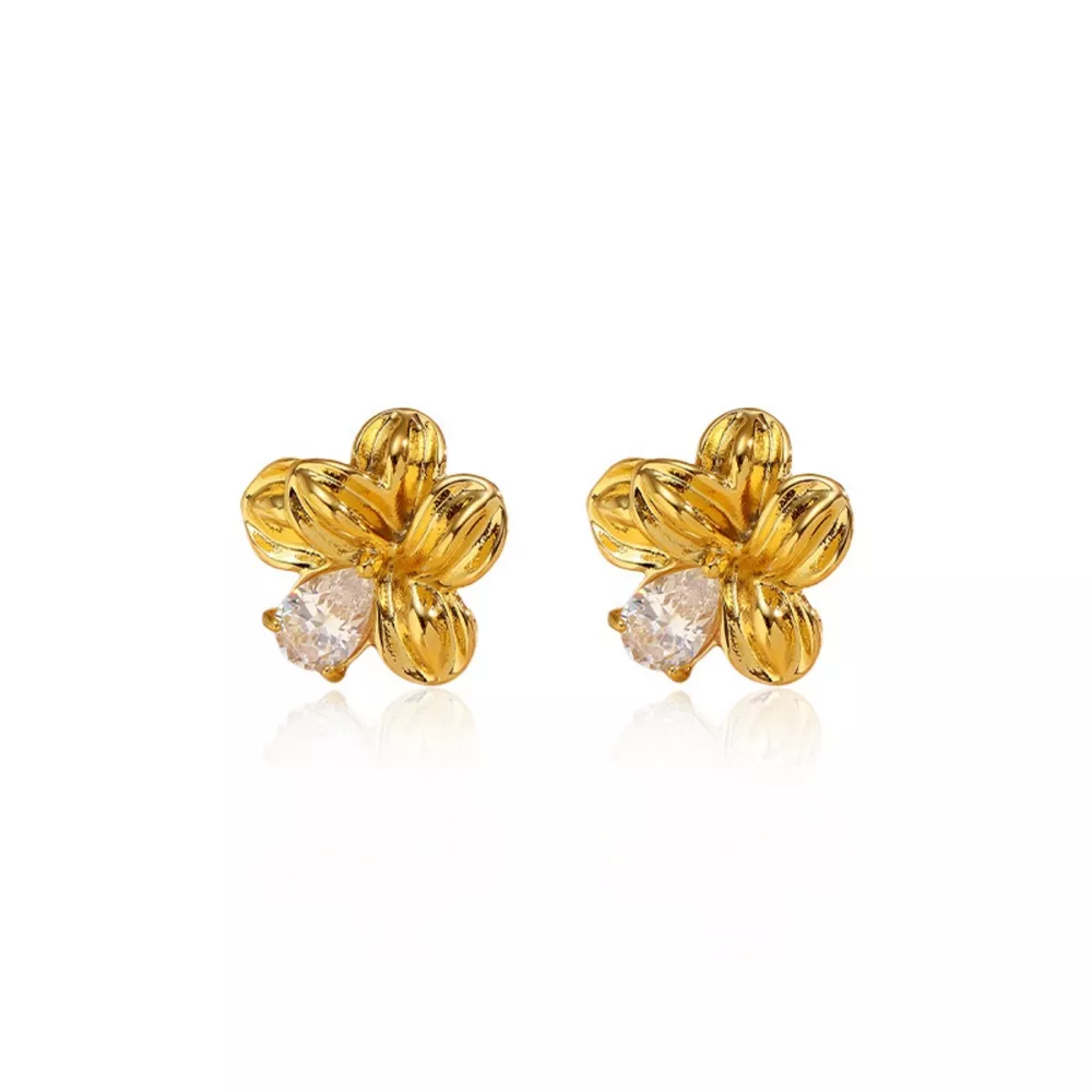 18K Gold-Plated Flower Stud Earrings, image 7