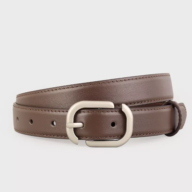 Leather Belt with Silver Buckle, image 5