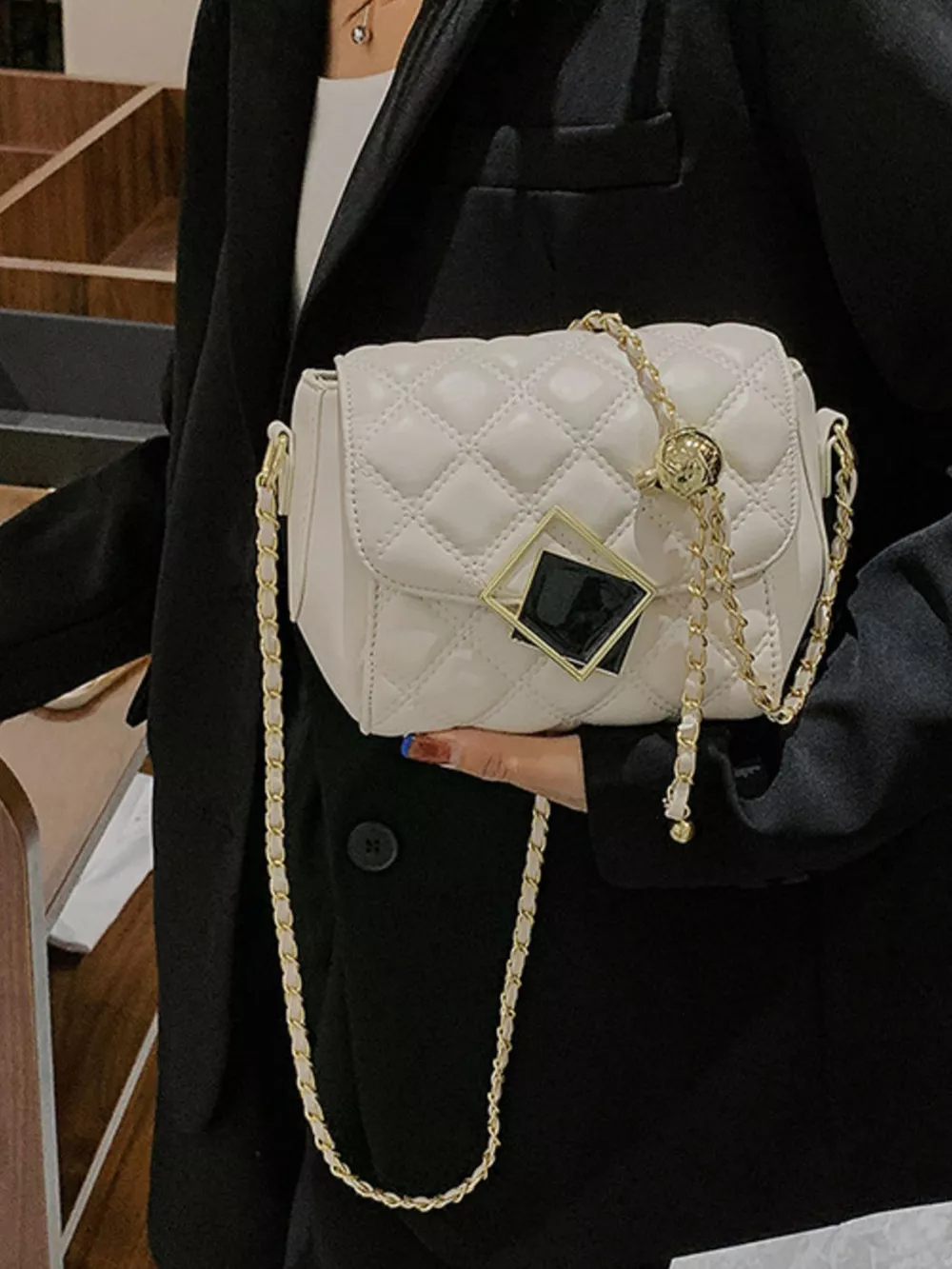 Quilted Flap Chain Crossbody Bag, image 5