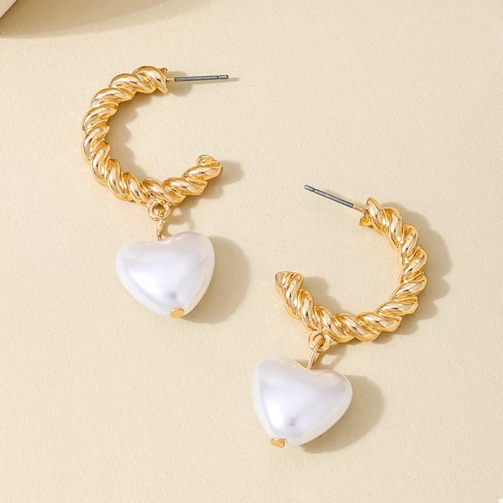 18K Gold-Plated C-Hoop Heart Earrings