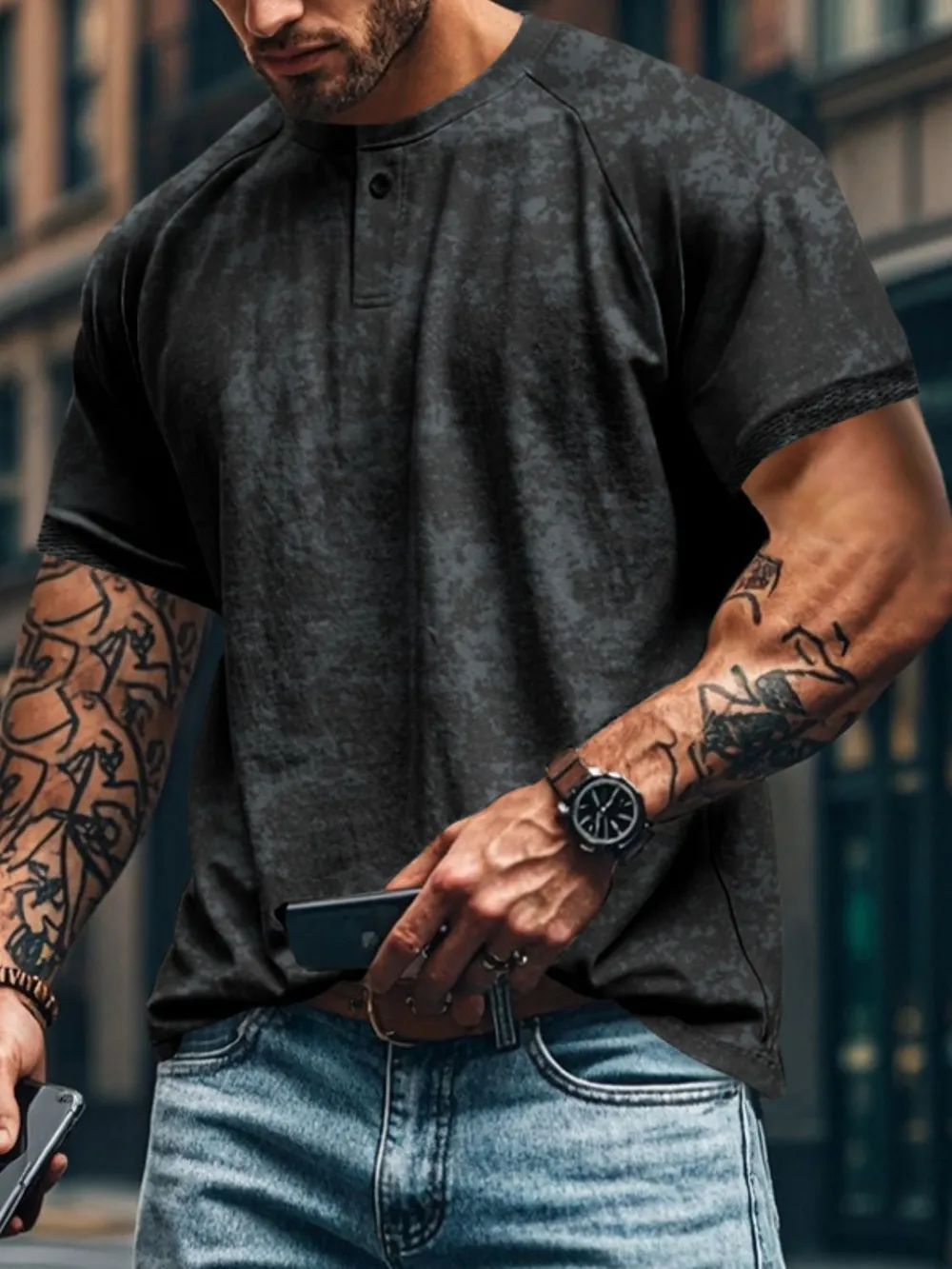 Men's Full Size Round Neck Short Sleeve T-Shirt Plus Size, image 3