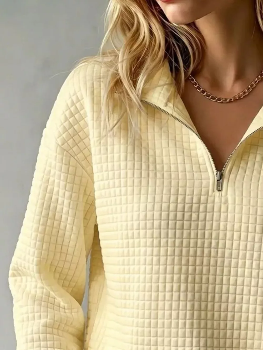 Waffle Knit Quarter-Zip Sweatshirt, image 7