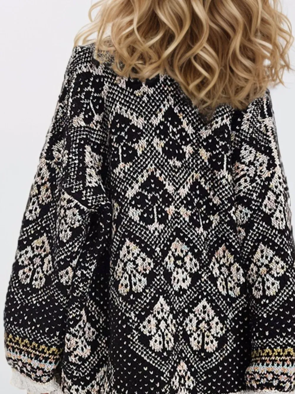 Open Front Long Sleeve Graphic Cardigan, image 2