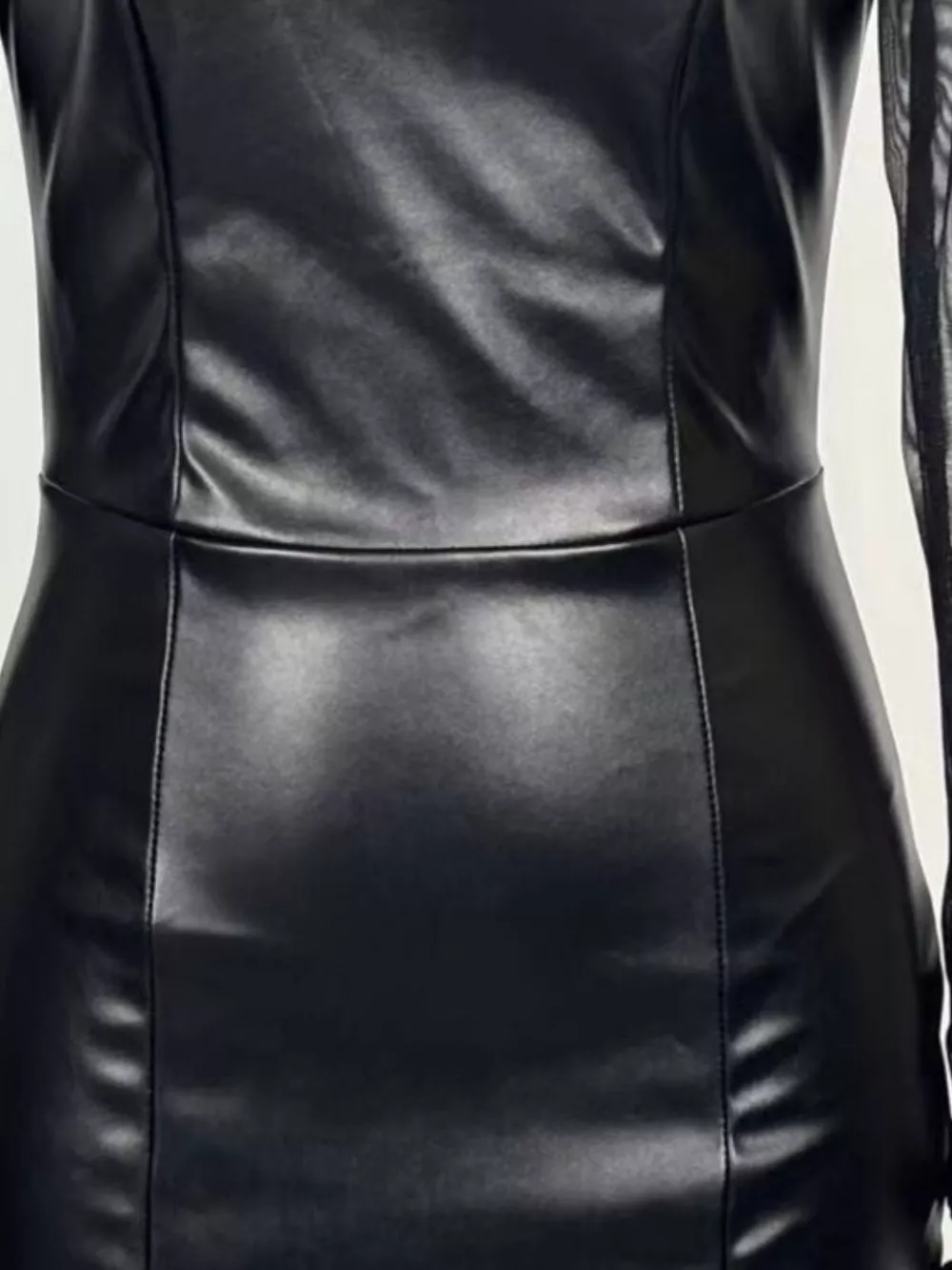 Sheer Mesh Long-Sleeve Bodycon Mini Dress, image 3