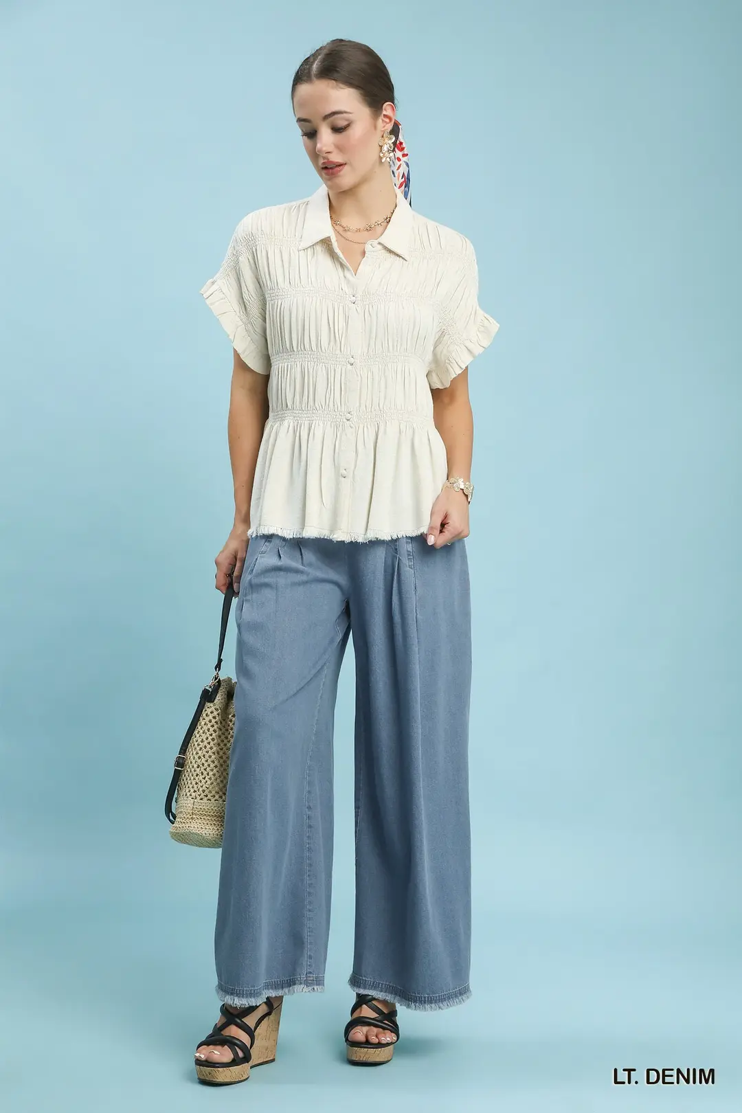 Stone Washed Wide Leg Pants, image 3
